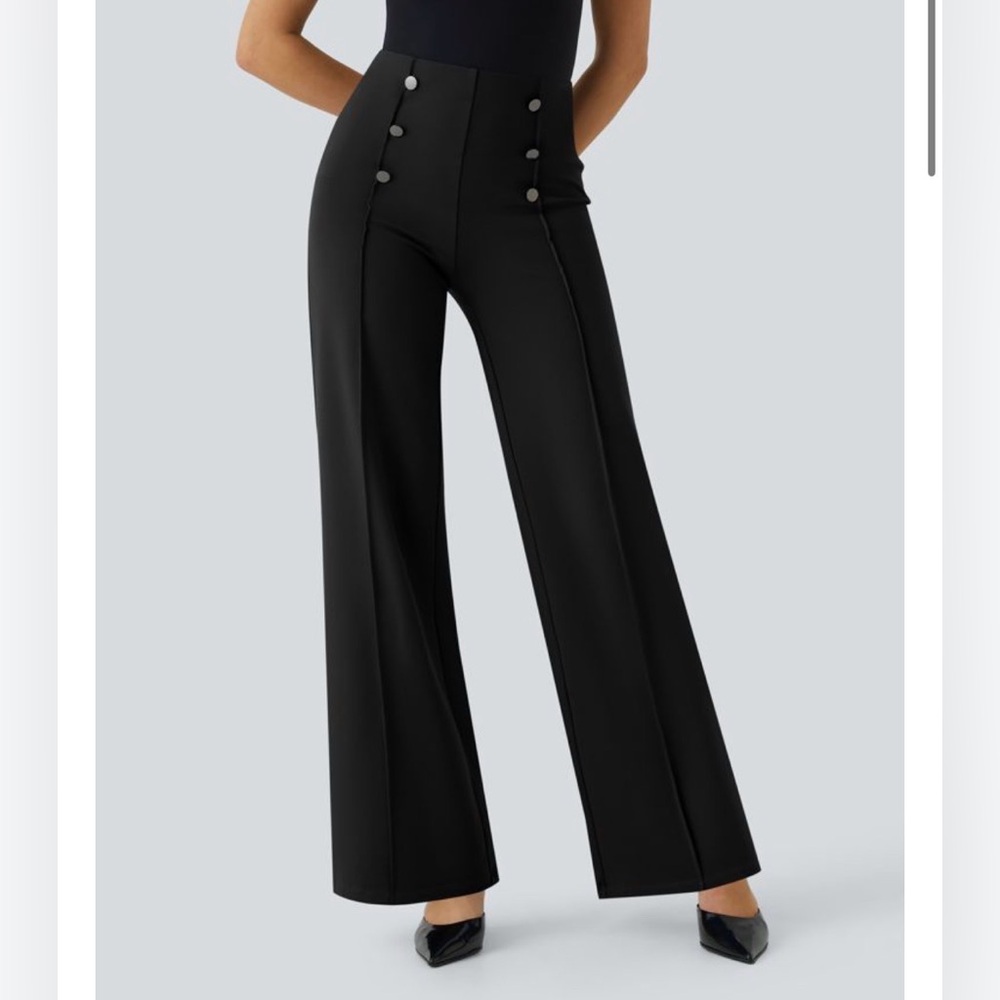 Halara Flex NWT, Black, High Waisted, Tummy Control, Wide Leg Sailor Pants M